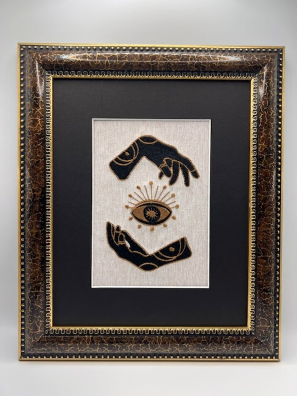 Homemade All Seeing Eye  Framed 8X10 Embroidery Art